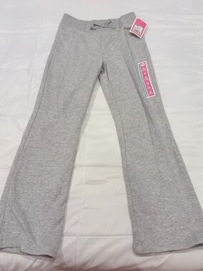 Circo Light Gray Girls Knit Flare Pants with Waist Bow